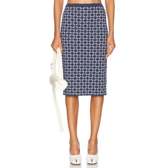 Givenchy High Waisted Logo Midi Skirt in Denim Blue S - Picture 1 of 4